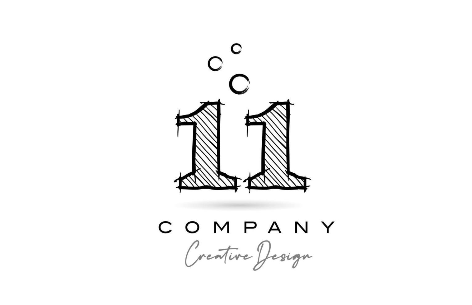 hand drawing number 11 logo icon design for company template. Creative
