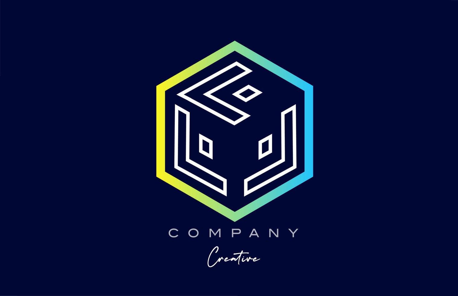 línea l diseño de icono de logotipo de letra de alfabeto de cubo de tres letras con diseño de polígono. plantilla creativa para empresa vector
