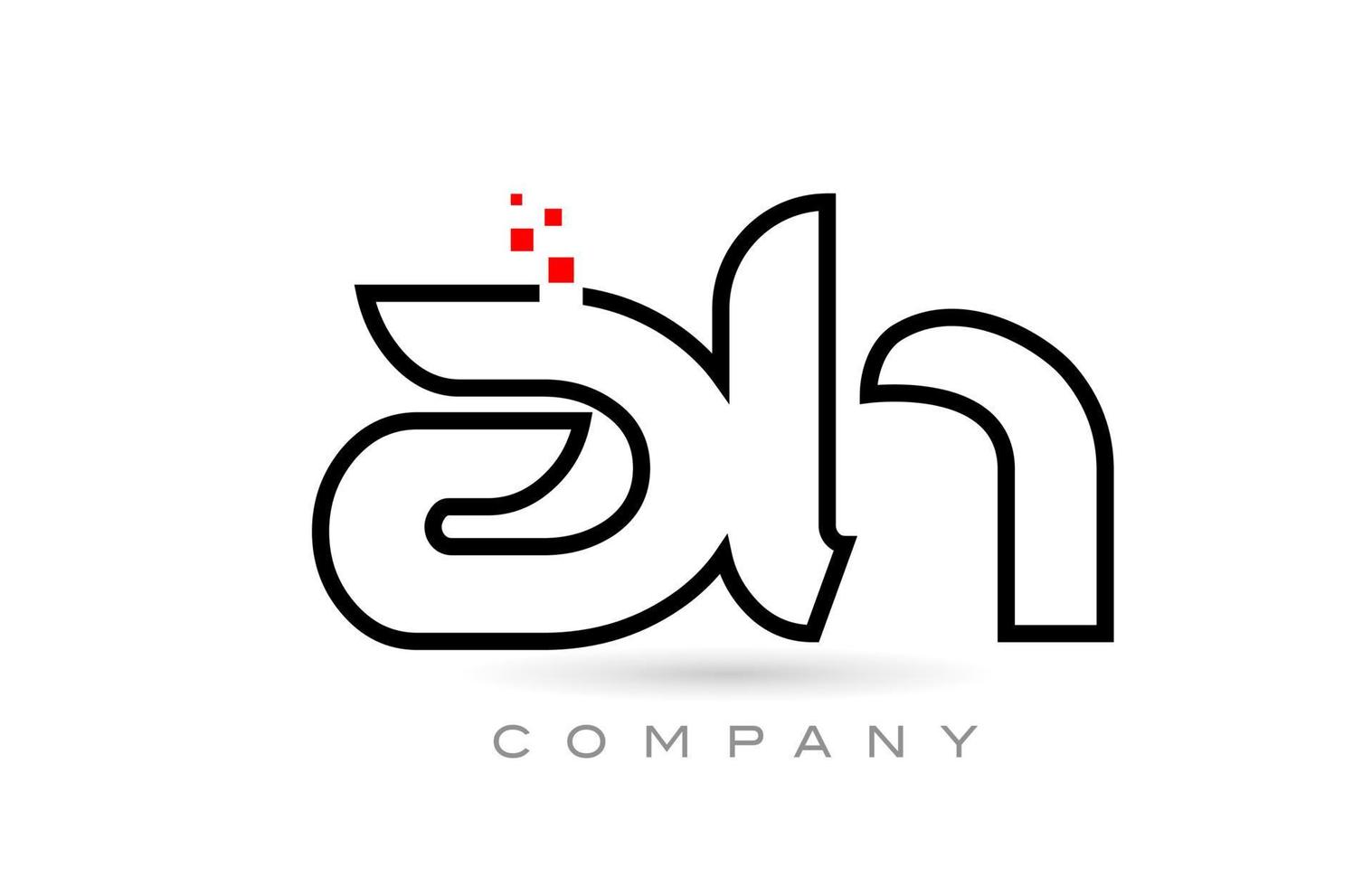 AH connected alphabet letter logo icon combination design with dots and red color. Creative template for company and business vector