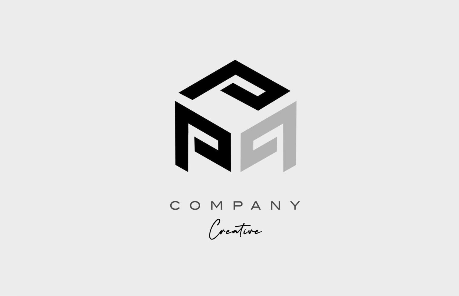 p gris tres letras alfabeto letra logo icono diseño. plantilla creativa para negocios y empresas. vector