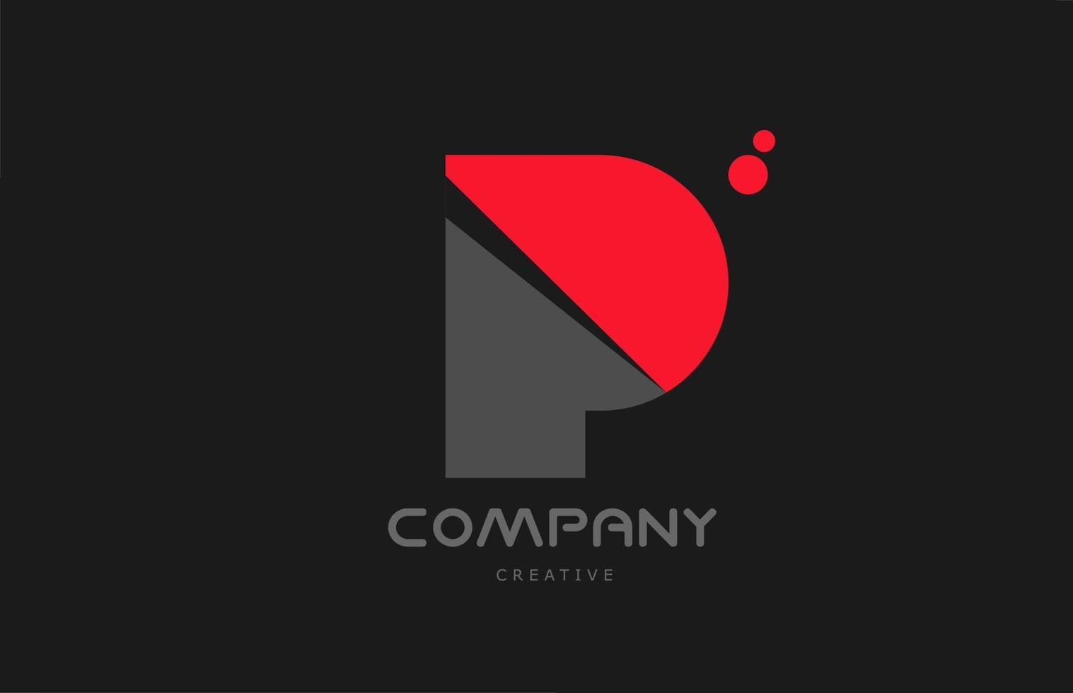 p rojo gris puntos alfabeto letra logo icono diseño. plantilla creativa para negocios y empresas. vector