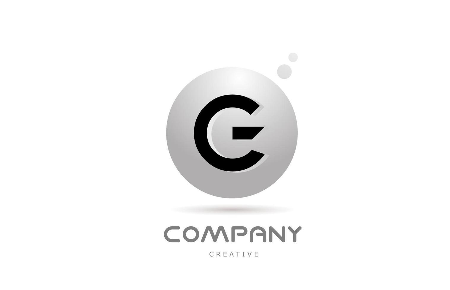 G 3d grey sphere alphabet letter logo icon design with dot. Creative template for business and company vector
