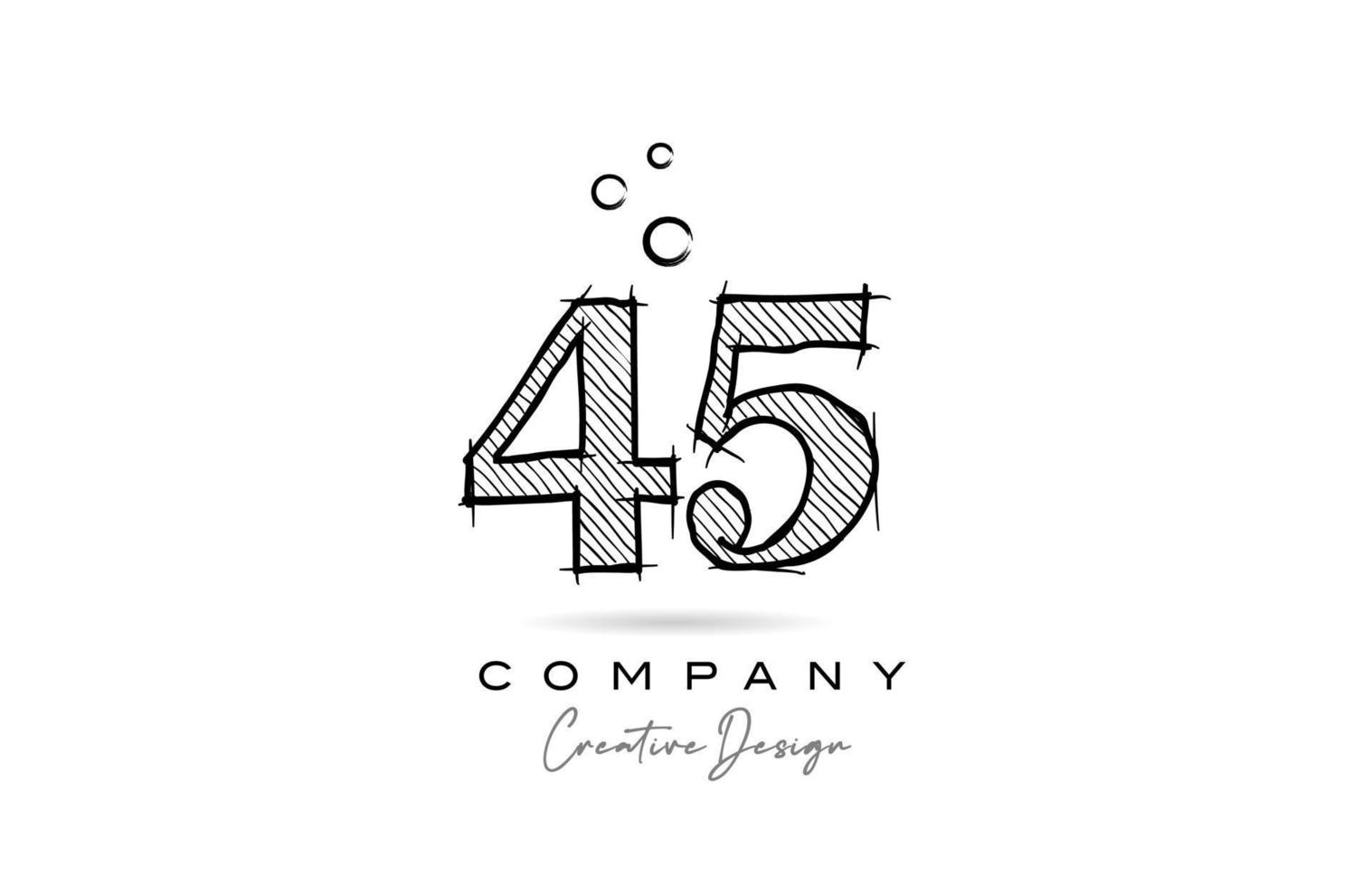 diseño de icono de logotipo número 45 de dibujo a mano para plantilla de empresa. logotipo creativo en estilo lápiz vector
