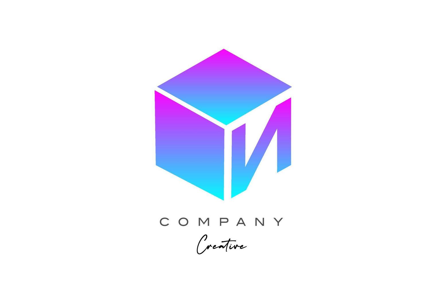 pink blue cube N letter alphabet letter logo icon design. Creative design template for business vector