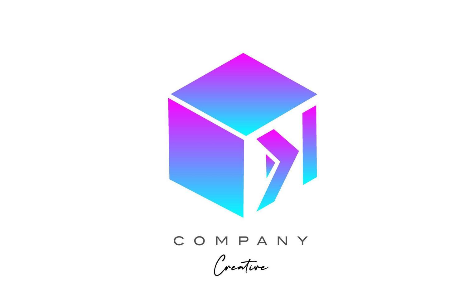 rosa azul cubo k letra alfabeto letra logo icono diseño. plantilla de diseño creativo para negocios vector