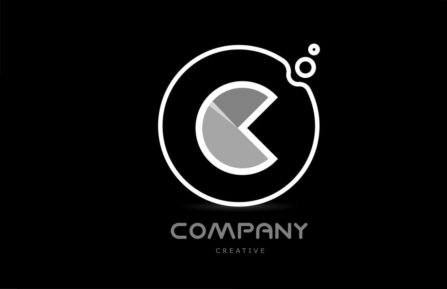black and white C geometric alphabet letter logo icon with circle. Creative template for company and business vector