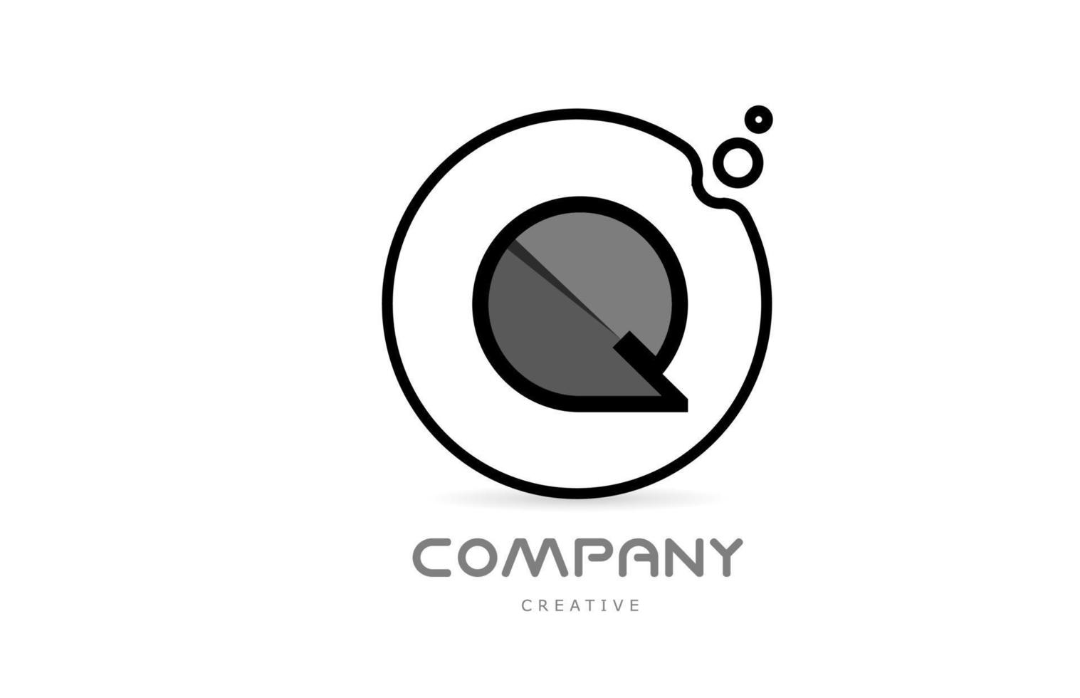 Q black and white geometric alphabet letter logo icon with circle. Creative template for company and business vector