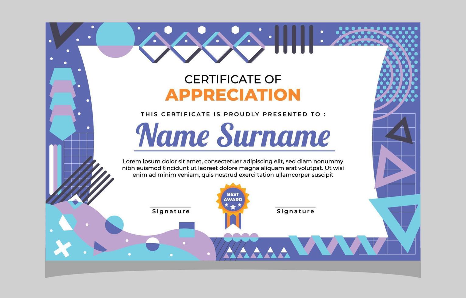 Award In The Form Of A Flat Modern Certificate vector