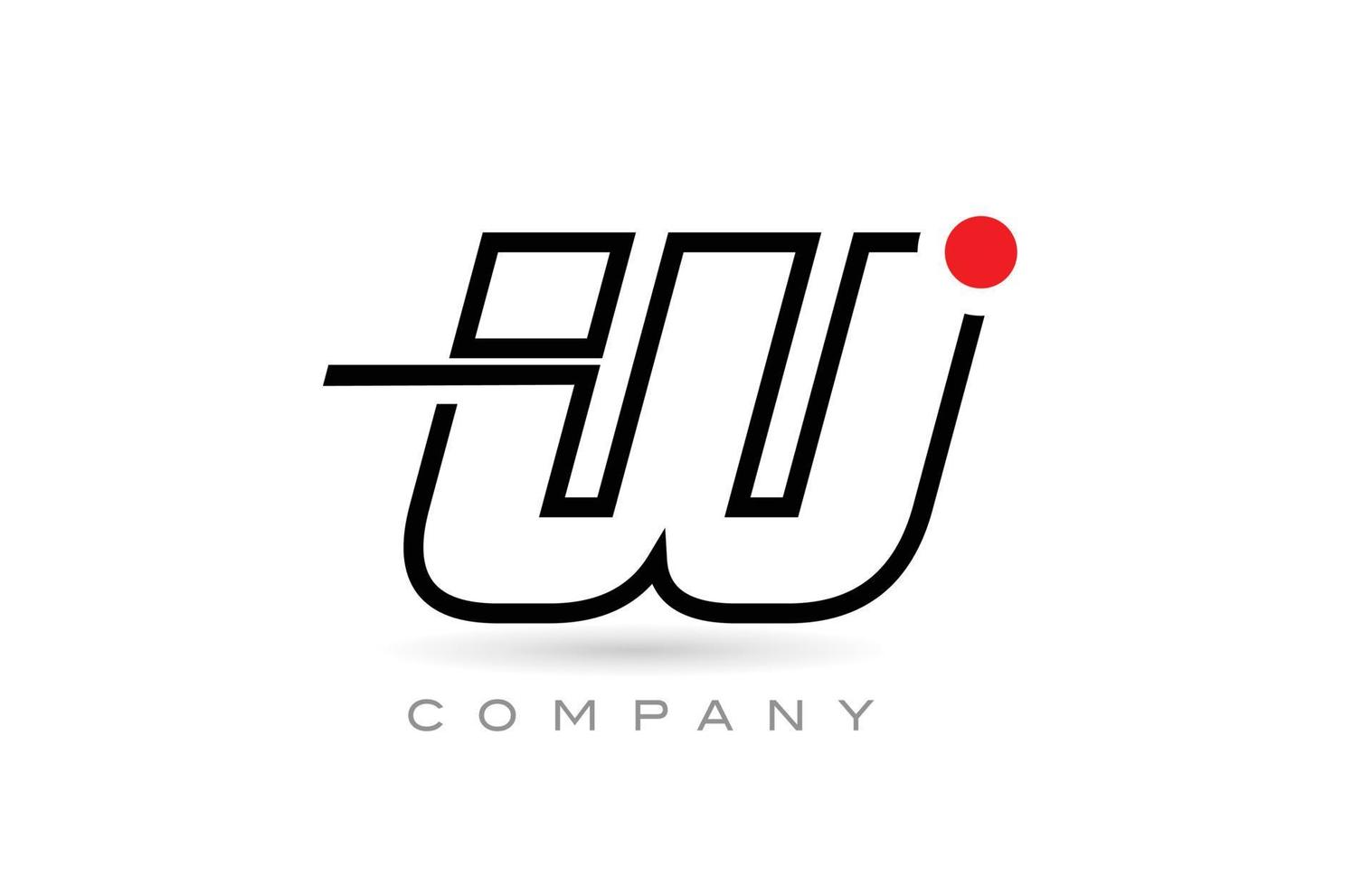 diseño simple del icono del logotipo de la letra del alfabeto w con línea y punto rojo. plantilla creativa para empresa y negocio vector