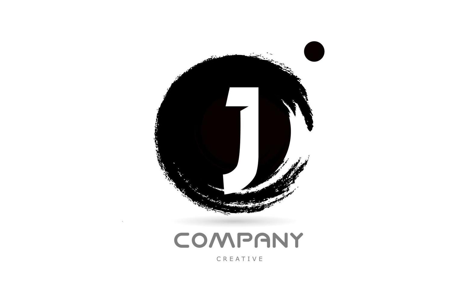 J black and white grunge alphabet letter logo icon design with japanese style lettering. Creative template for company and business vector