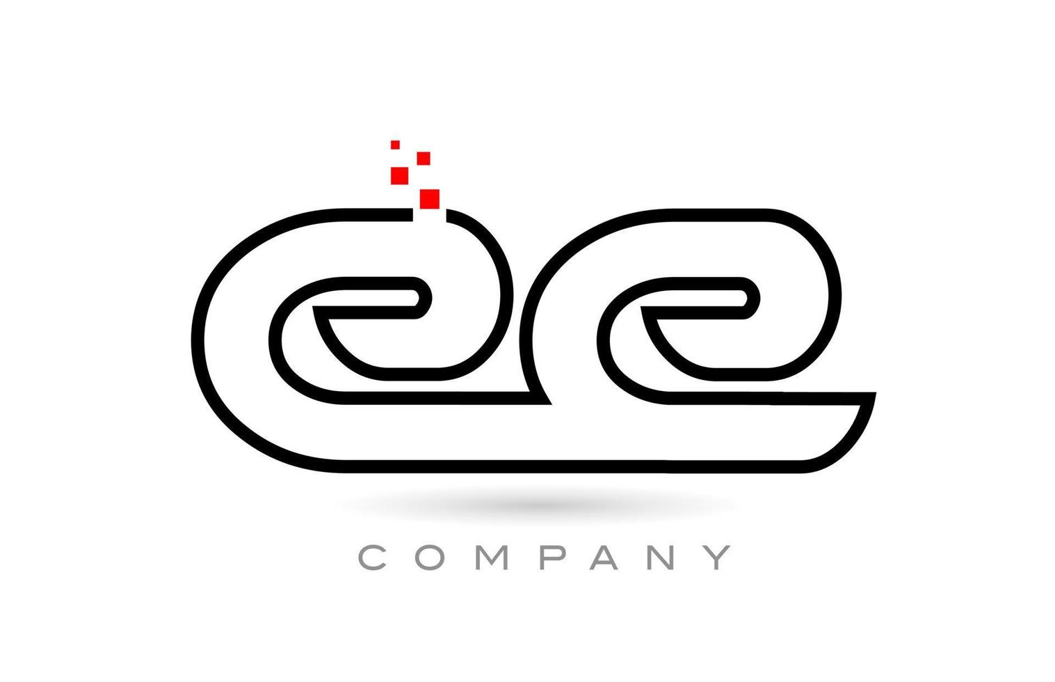 EE connected alphabet letter logo icon combination design with dots and red color. Creative template for company and business vector