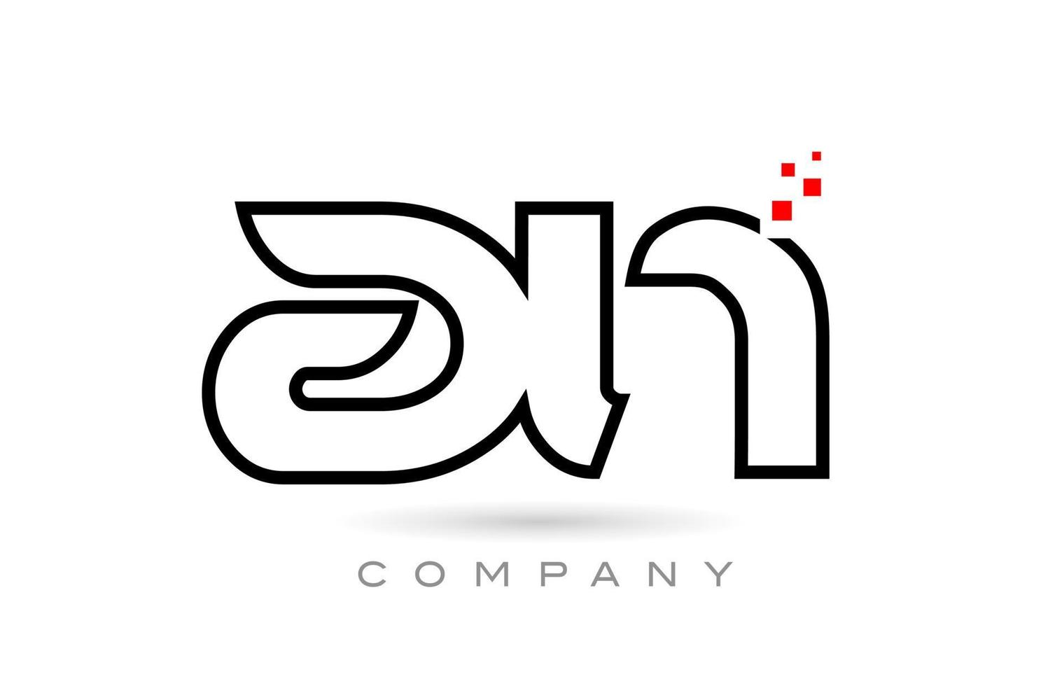 AN connected alphabet letter logo icon combination design with dots and red color. Creative template for company and business vector