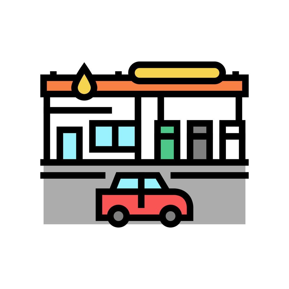 gas station building color icon vector illustration
