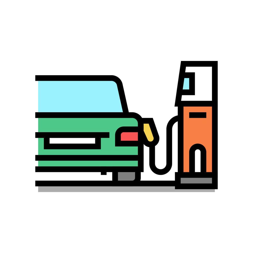 refuel car on gas station color icon vector illustration