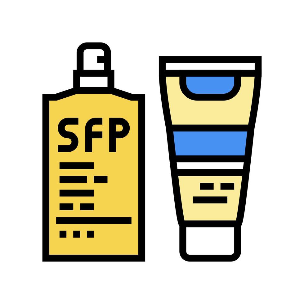 sunscreen protective face and body oil spf-30 color icon vector illustration