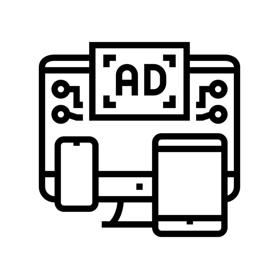 ilustración de vector de icono de línea de retargeting de canal cruzado