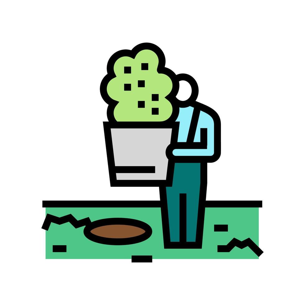 planting service color icon vector illustration