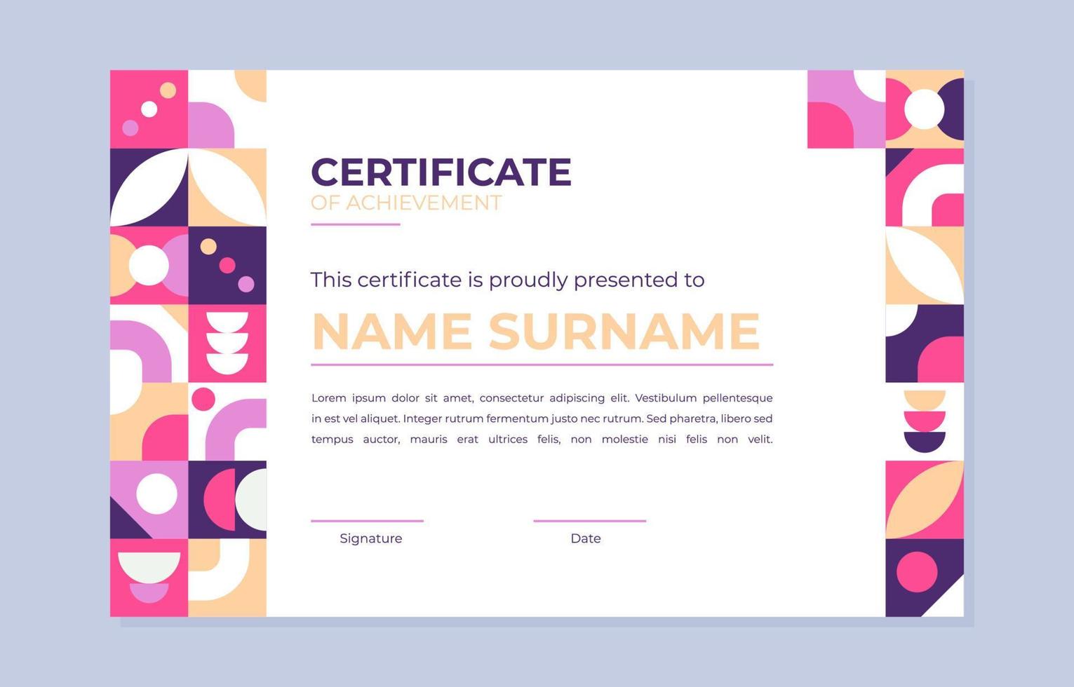 Modern Colorful Certificate Template with Bauhaus Style vector