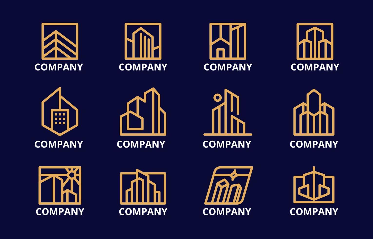 Cool Modern Construction Company Logo Template Monoline Style vector