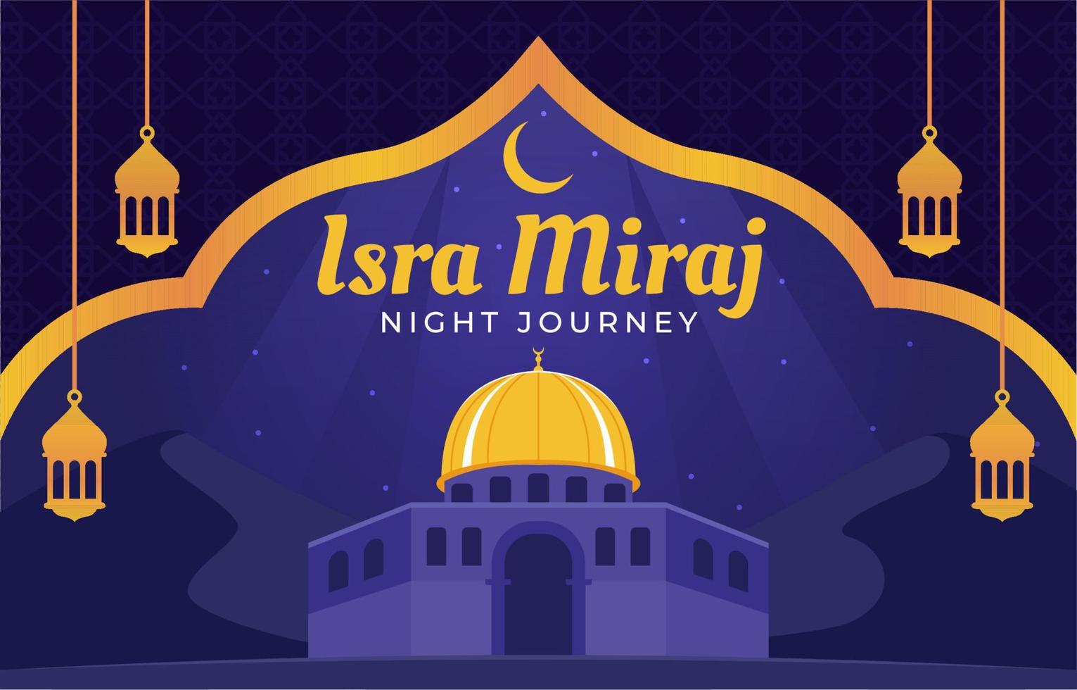 Cool Islamic Isra Miraj Background with Masjidil Aqsa Vector