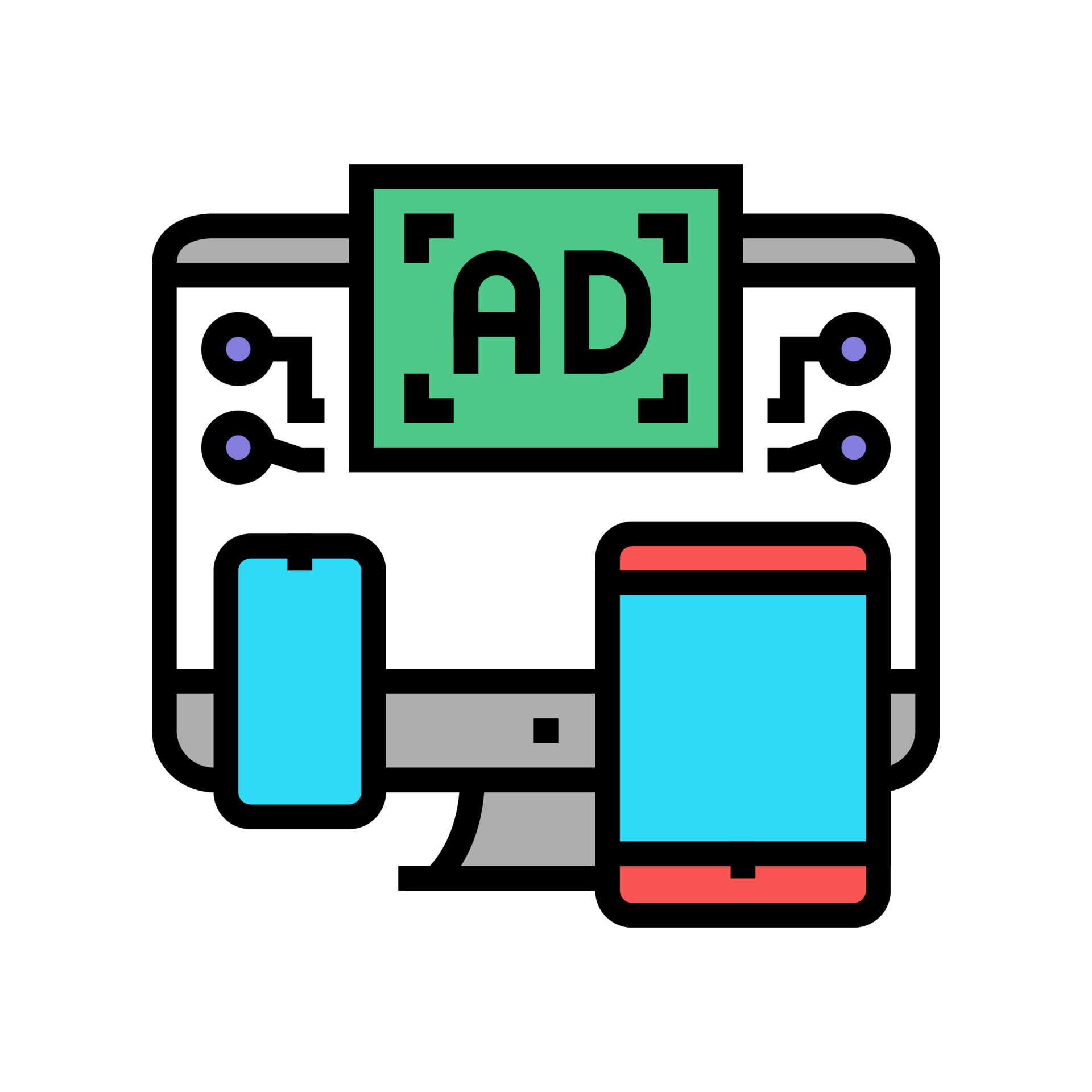 cross channel retargeting color icon vector illustration 18780693
