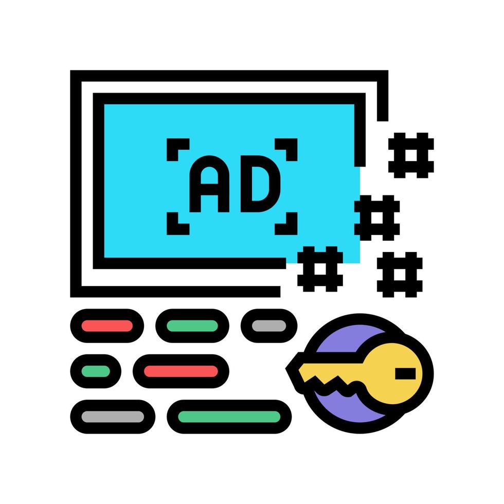 Ilustración de vector de icono de color de teclas de publicidad