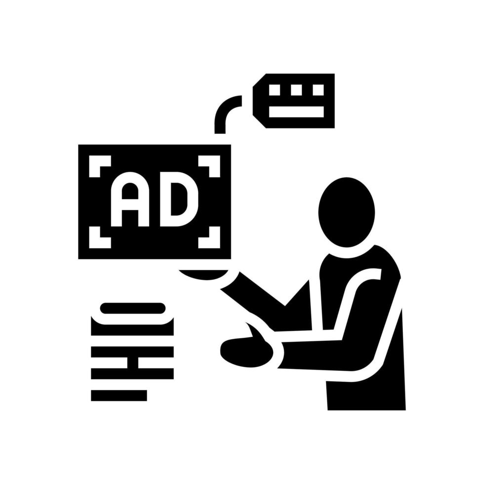 advertiser of ad placement glyph icon vector illustration