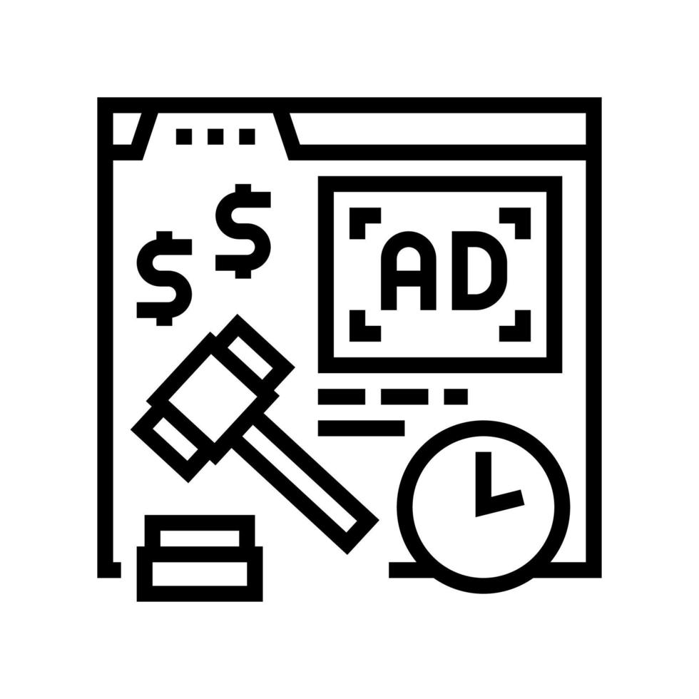 real time bidding line icon vector illustration