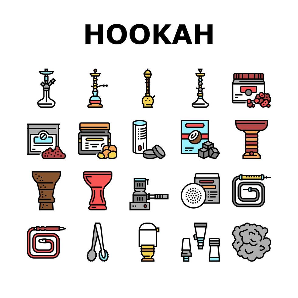 Hookah Tobacco Smoking Collection Icons Set Vector