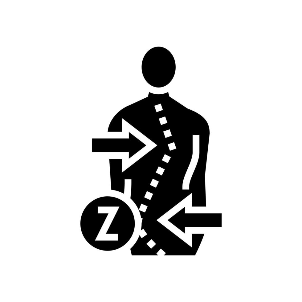 ilustración de vector de icono de glifo de escoliosis en forma de z