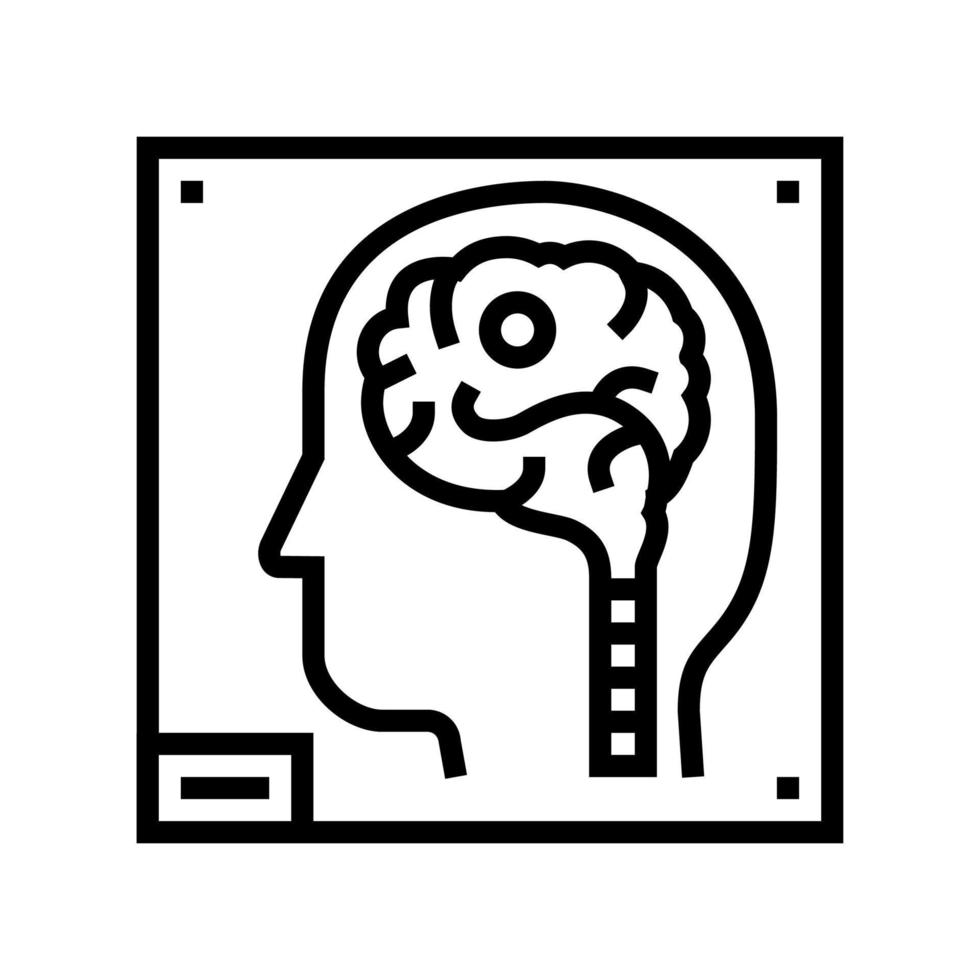 ilustración de vector de icono de línea de rayos x de cerebro humano