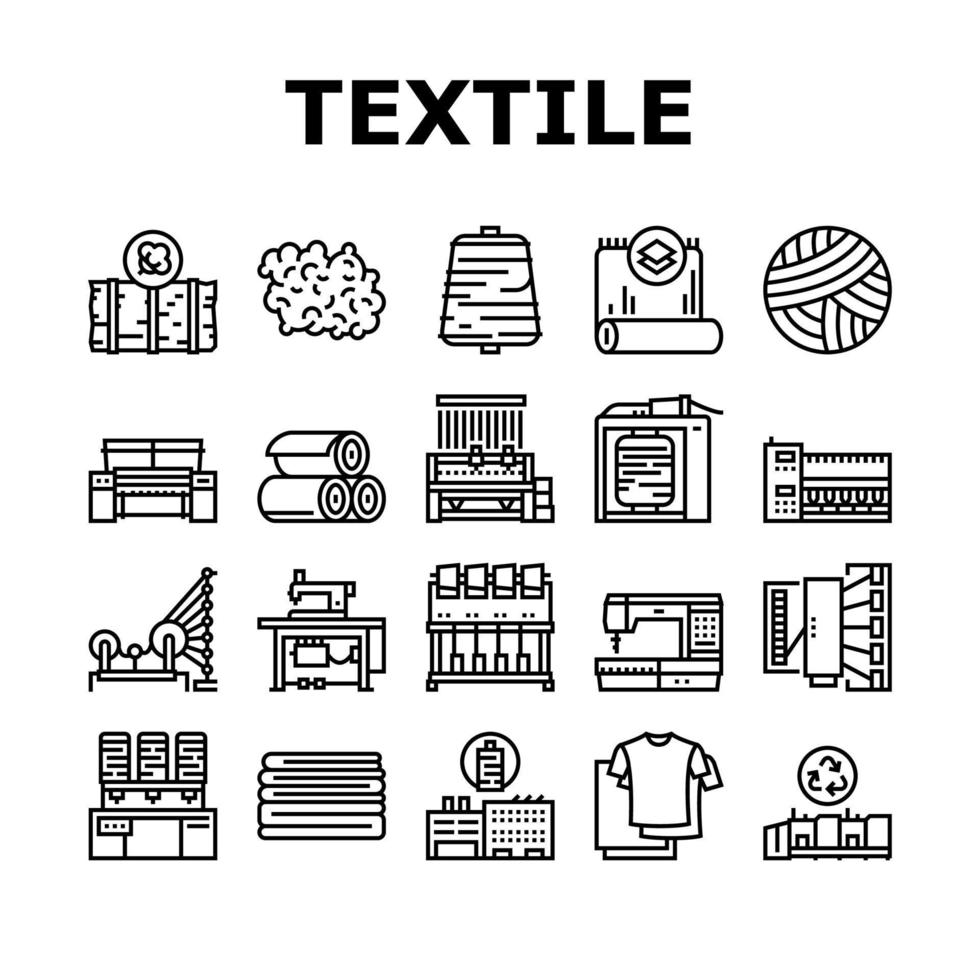 Textile Production Collection Icons Set Vector