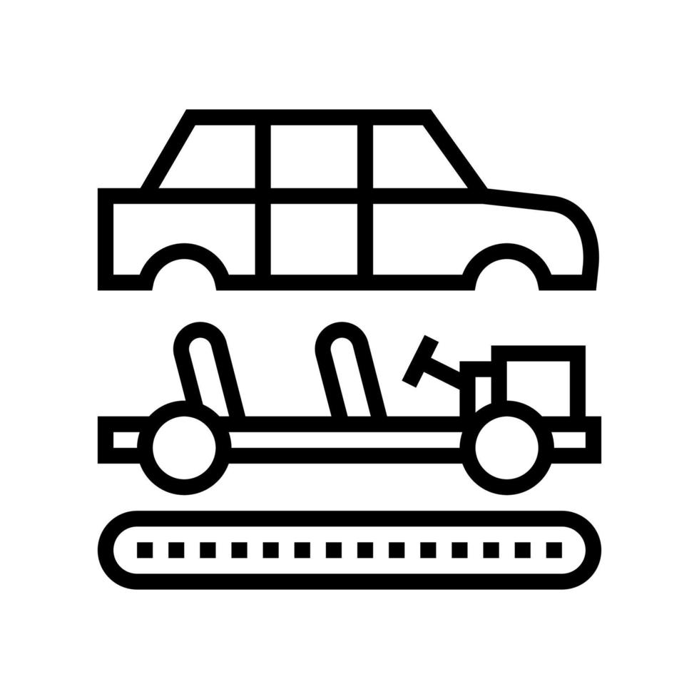 montaje de todas las piezas de automóviles línea icono vector ilustración