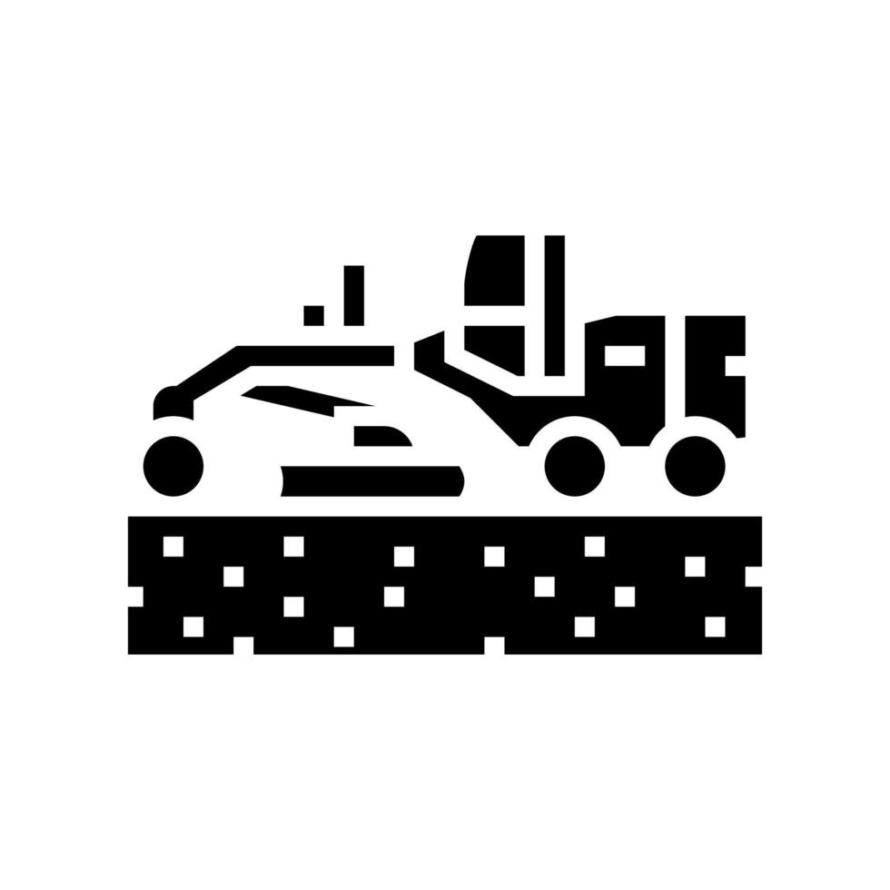 tractor prepare space for pipeline construction glyph icon vector illustration