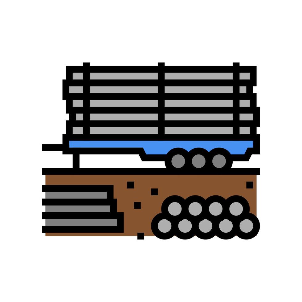 pipeline on trailer color icon vector illustration