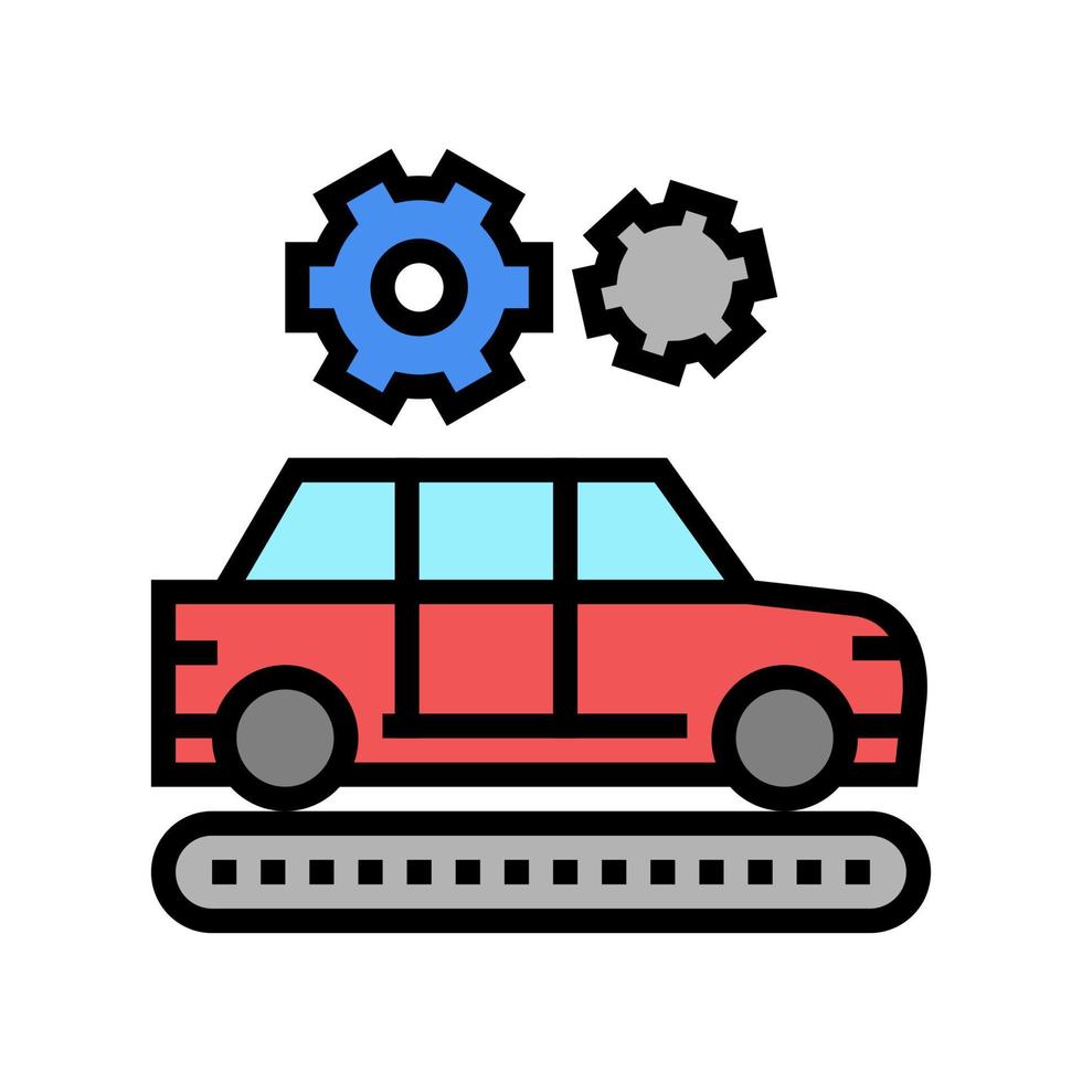 Ilustración de vector de icono de color de coche de fabricación