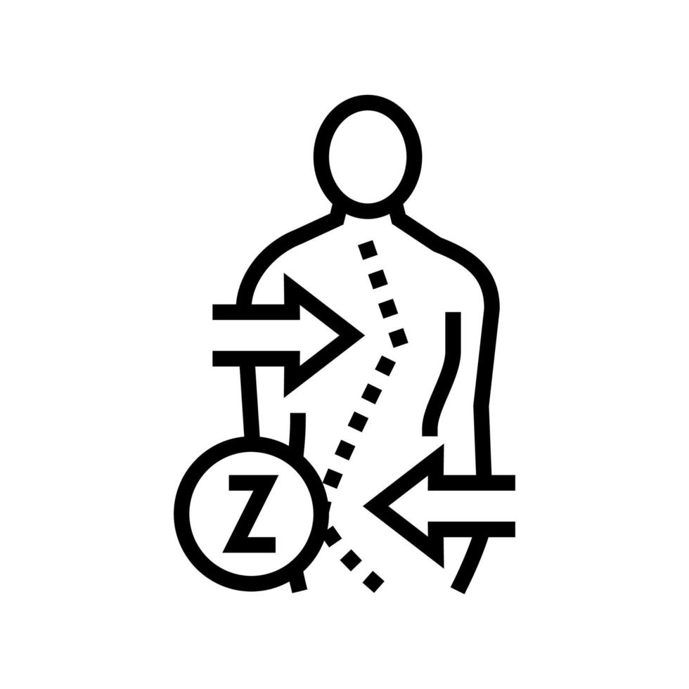 ilustración de vector de icono de línea de escoliosis en forma de z