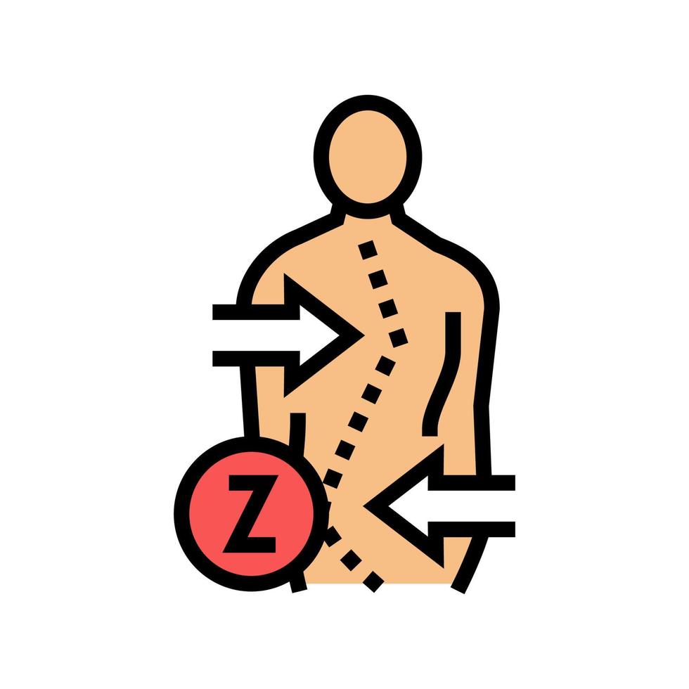 ilustración de vector de icono de color de escoliosis en forma de z
