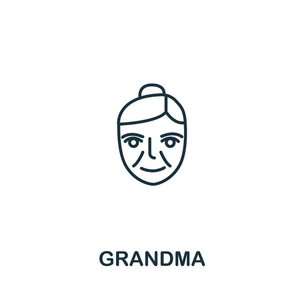 Grandma icon from elderly care collection. Simple line element Grandma symbol for templates, web design and infographics vector
