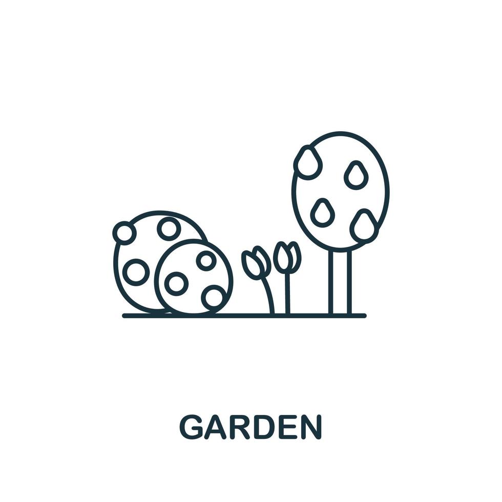 icono de jardín. símbolo de jardín de elemento de línea simple para plantillas, diseño web e infografía vector