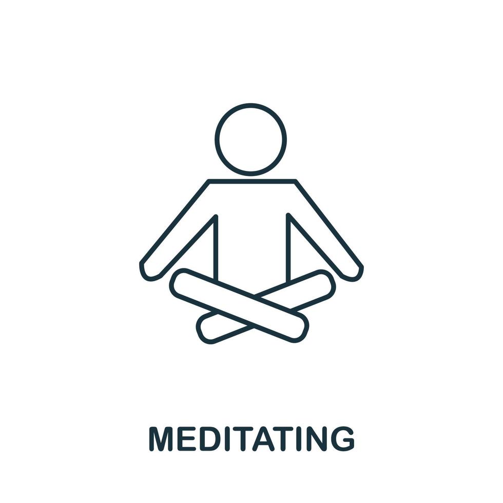 Meditating icon from hobbies collection. Simple line element Meditating symbol for templates, web design and infographics vector