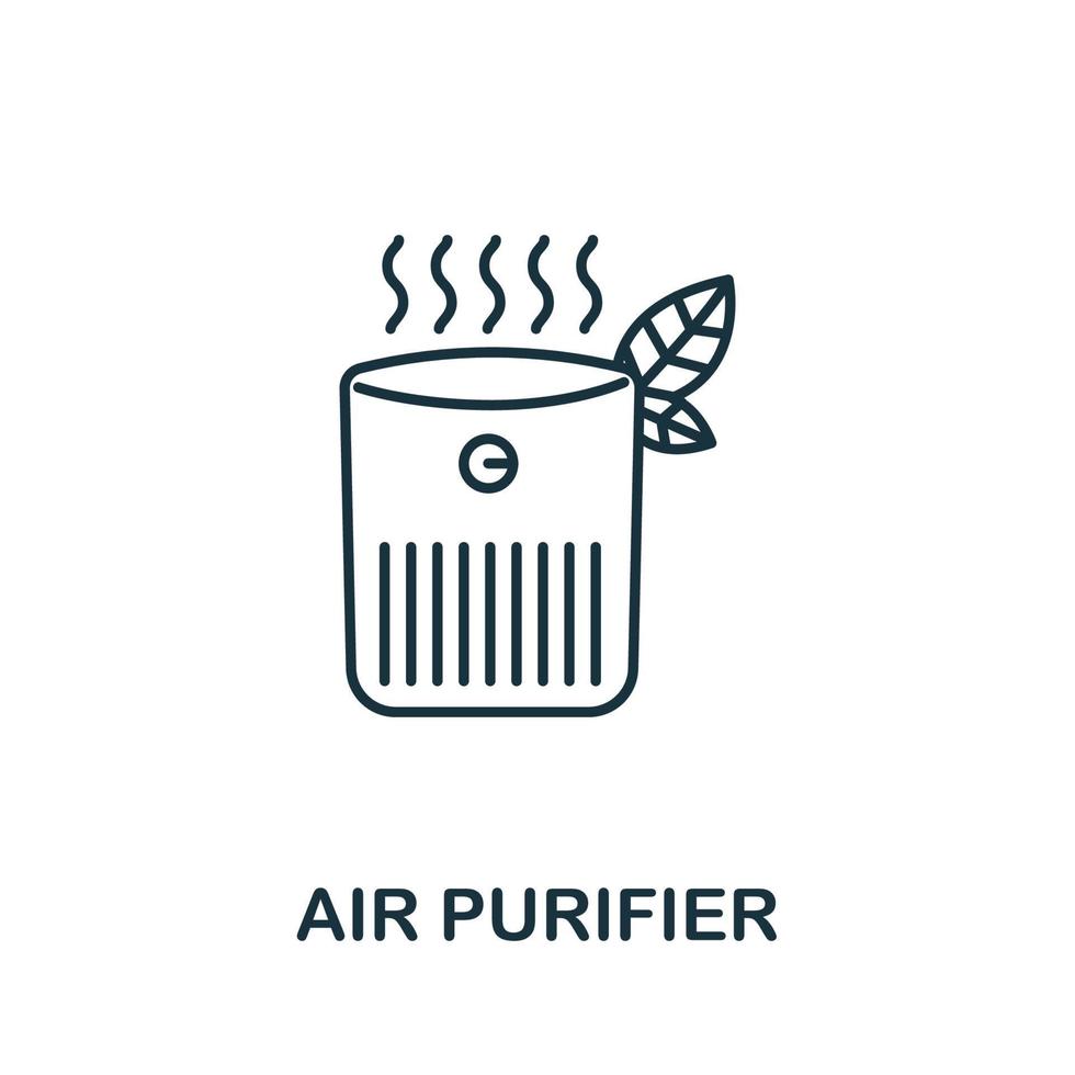icono del purificador de aire de la colección doméstica. icono de purificador de aire de línea simple para plantillas, diseño web e infografía vector