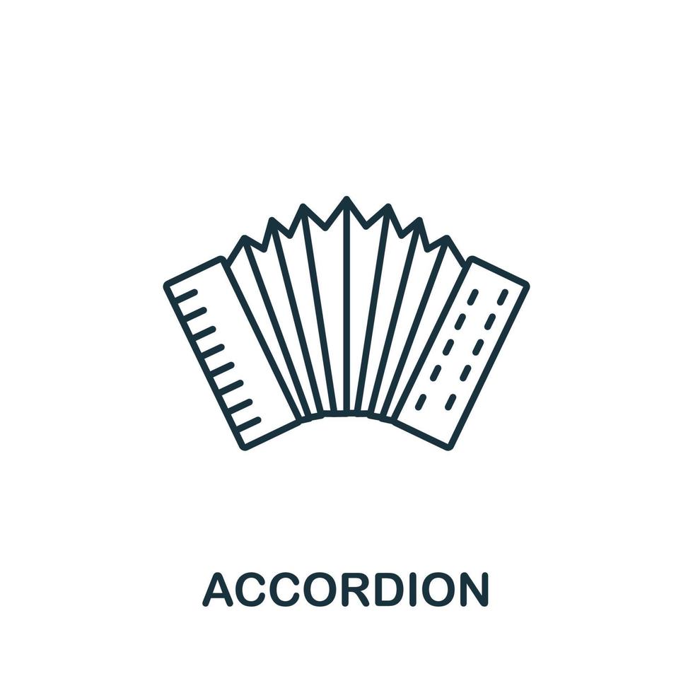 Accordion icon from music collection. Simple line Accordion icon for templates, web design and infographics vector