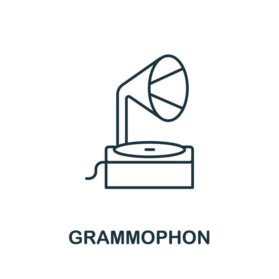 Grammophon icon from music collection. Simple line Grammophon icon for templates, web design and infographics vector