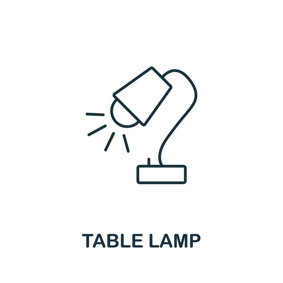icono de lámpara de mesa de la colección de herramientas de oficina. icono de lámpara de mesa de línea simple para plantillas, diseño web e infografía vector
