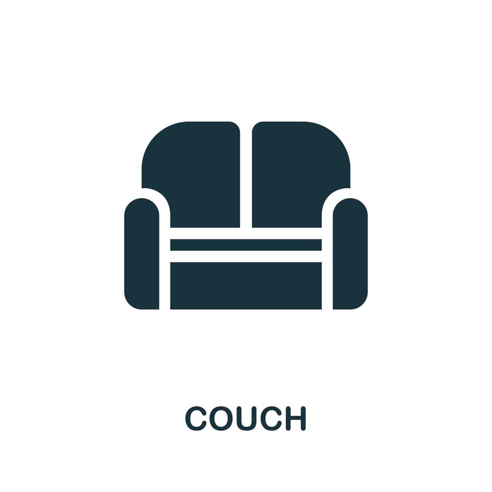 Couch icon. Simple illustration from furniture collection. Creative Couch icon for web design, templates, infographics vector