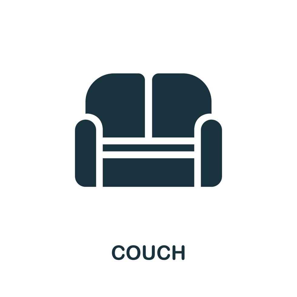 icono del sofá. ilustración simple de la colección de muebles. icono de sofá creativo para diseño web, plantillas, infografías vector