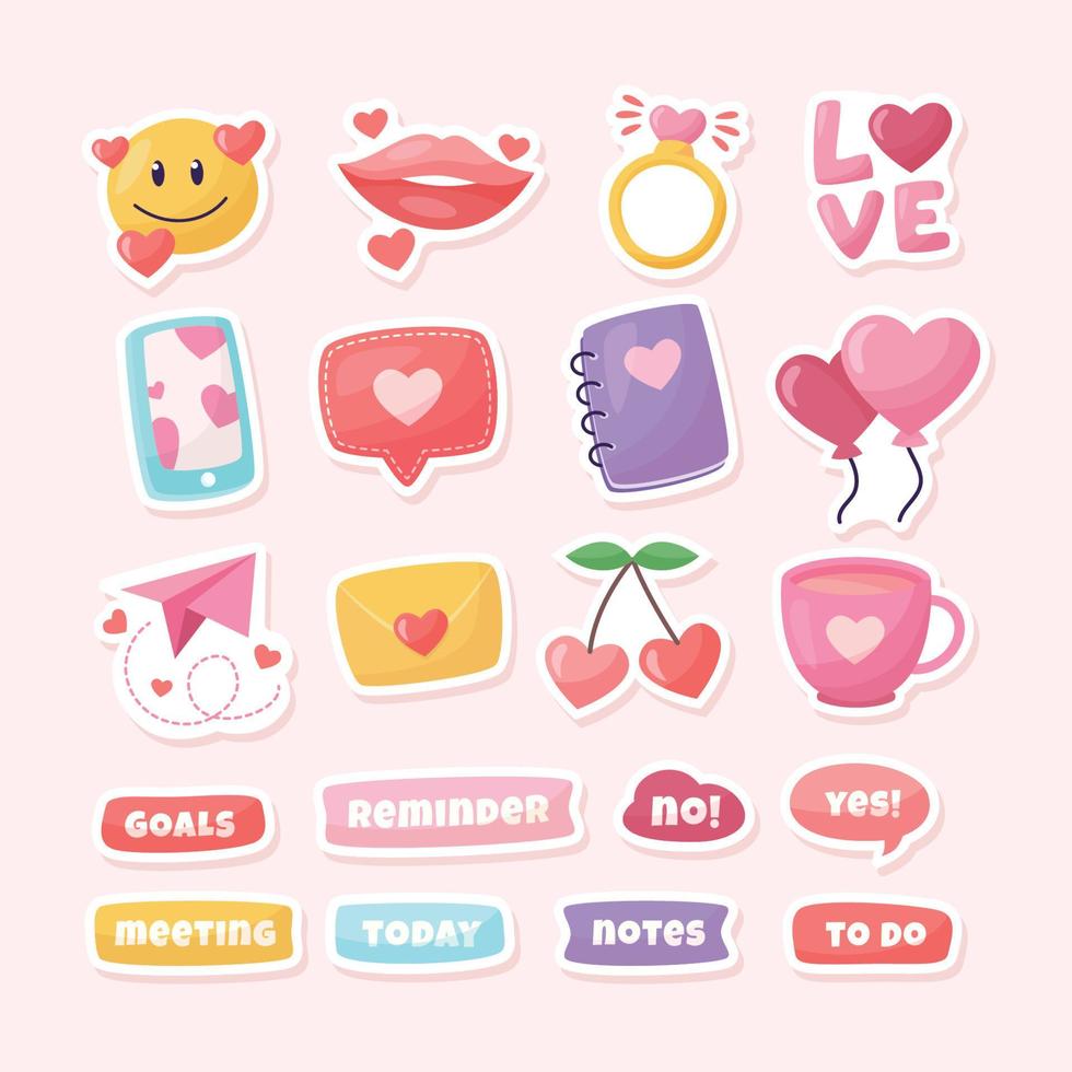 Happy Valentine's Day Sticker Journal Vector Element