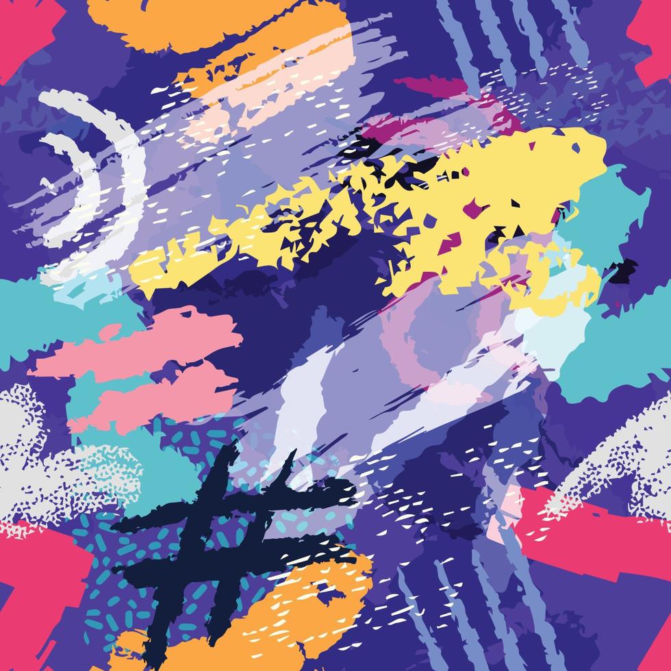 Abstract Brush Stroke Colorfull Seamless Pattern vector