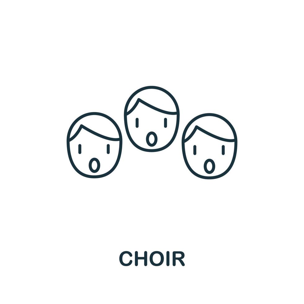 icono de coro de la colección de música. icono de coro de línea simple para plantillas, diseño web e infografía vector